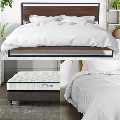Azure bed frame + comforpedic mattress + 250gsm bamboo quilt package deal set Royal Comfort