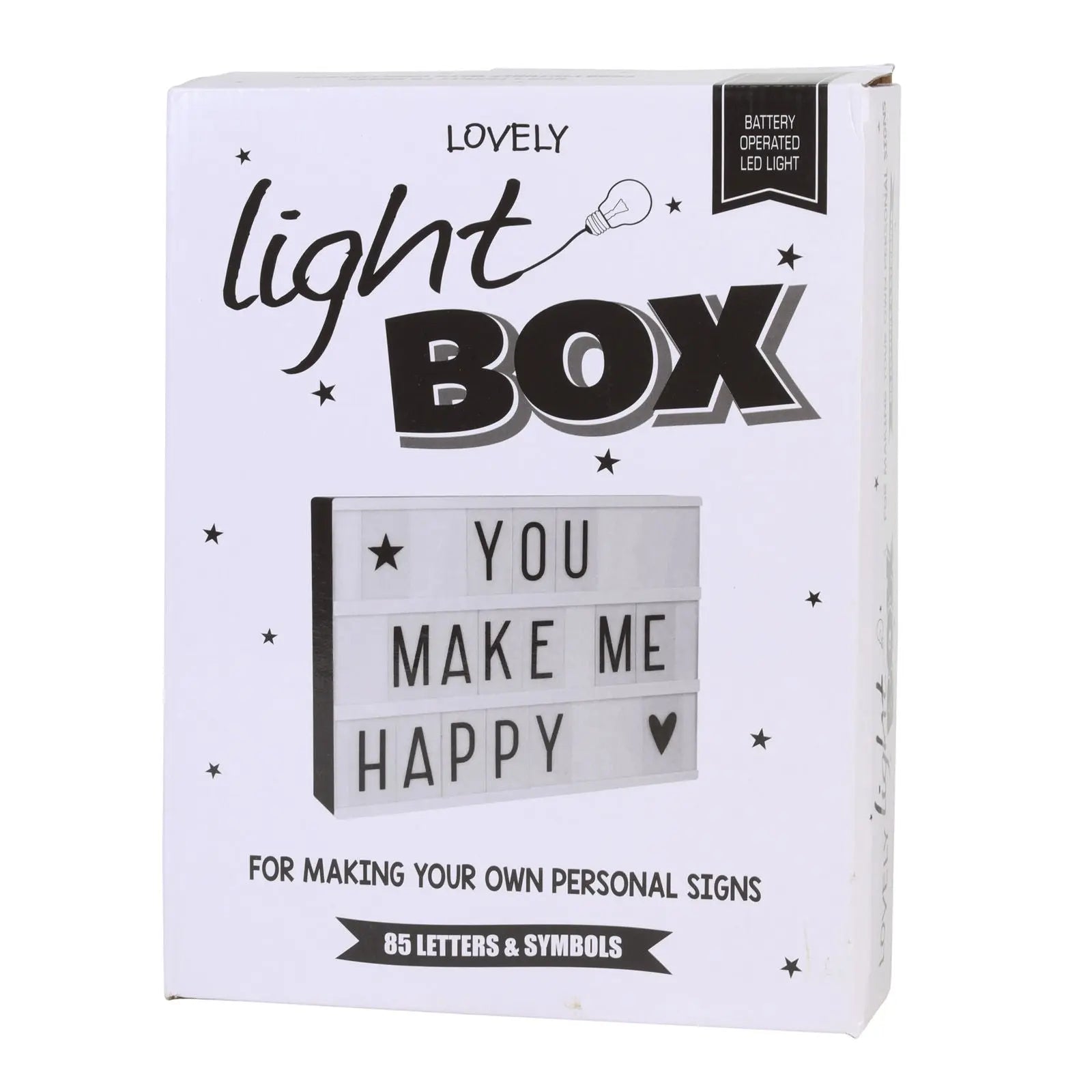 Battery Powered LED Light Cinematic Decorative Letter Box 85 Letters Numbers - Myzenhome