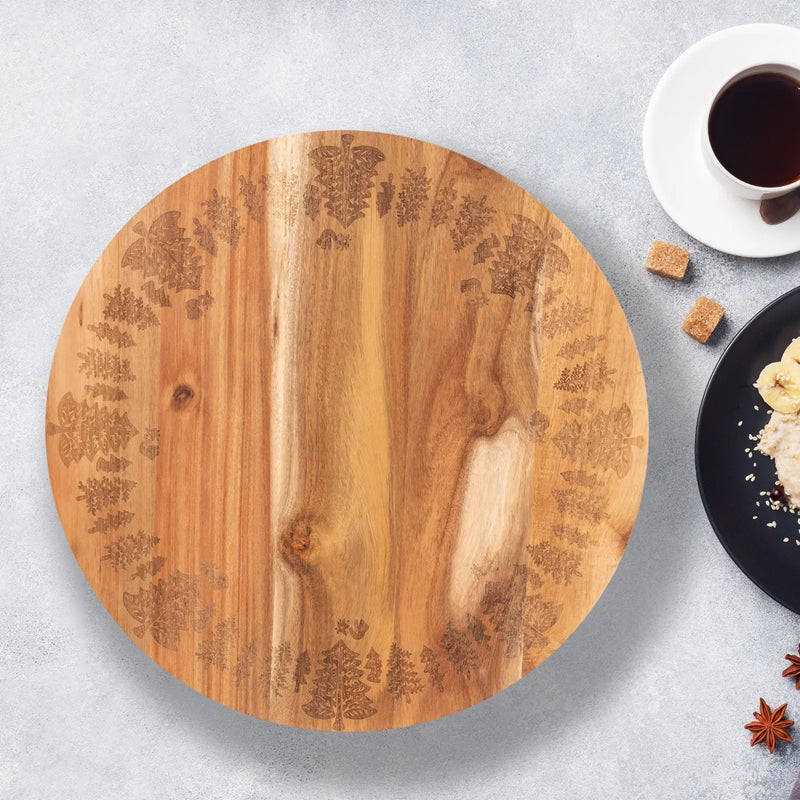 Bread and Butter 18 Inch Wooden Lazy Susan Tray - Trees - Myzenhome