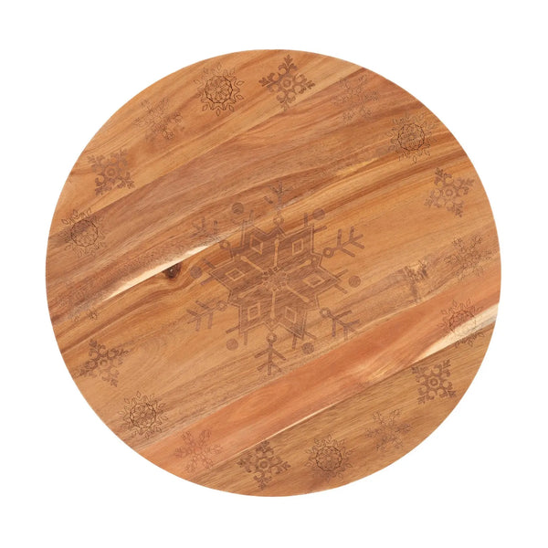 Bread and Butter 18 Inch Wooden Lazy Susan Tray - Wood Snowflake - Myzenhome