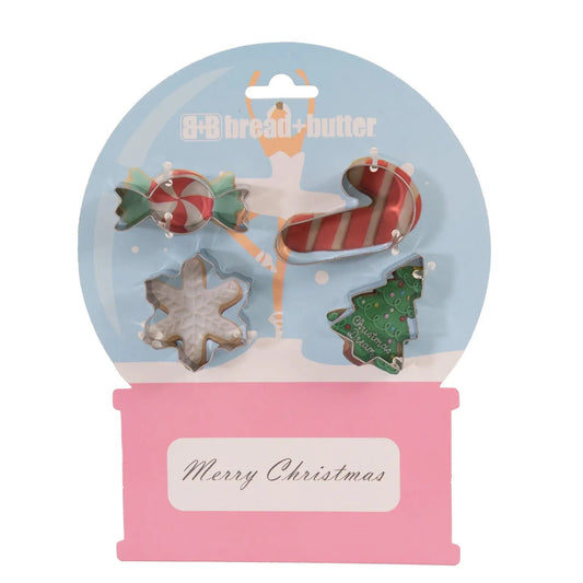 Bread and Butter Cookie Cutter - Snowglobe, Card, Tree, Candy Cane - 4 Pack - Myzenhome