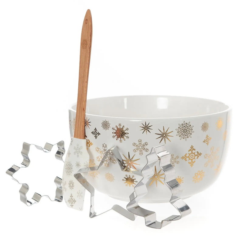 Bread and Butter Electroplate Snowflake Mini Mix Bowl Set - Gold - Myzenhome