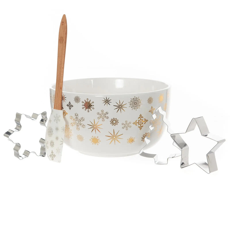 Bread and Butter Electroplate Snowflake Mini Mix Bowl Set - Gold - Myzenhome