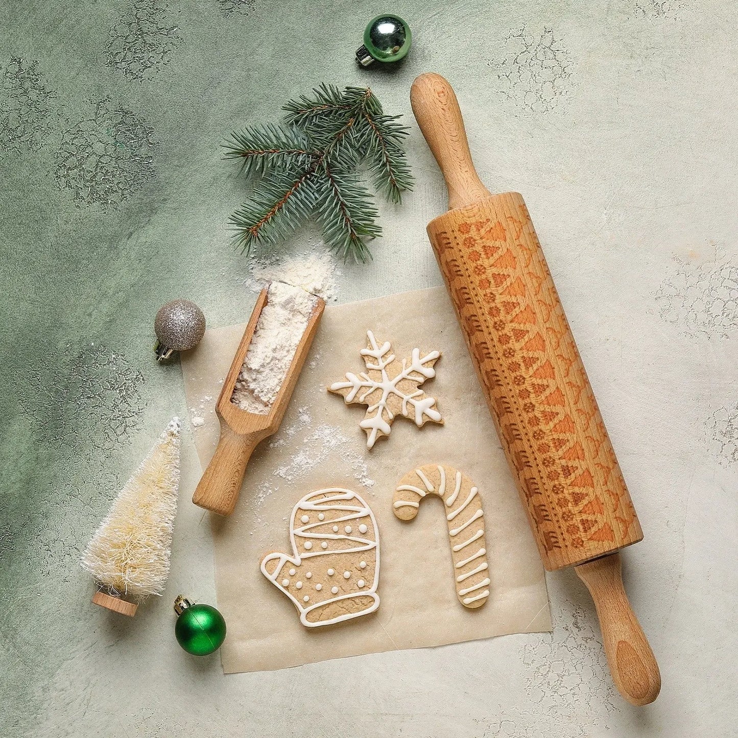 Bread and Butter Laser Etch Wooden Rolling Pin - Fairisle - Myzenhome