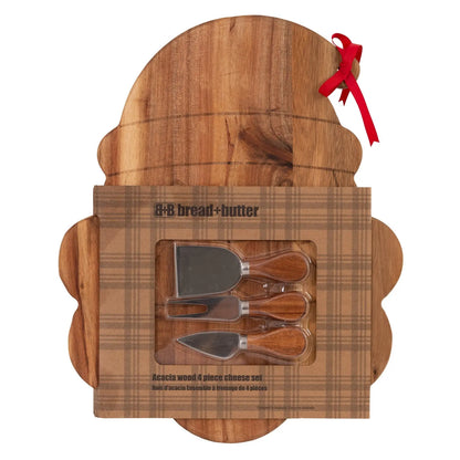 Bread and Butter Santa Face Cheese Board - - 4 Piece Set - Myzenhome