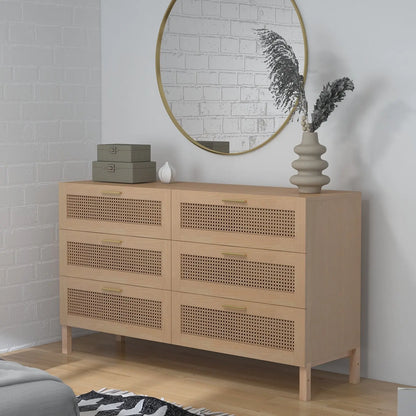 Casa Decor Santiago Rattan 6 Chest of Drawers Cabinet Bedroom Storage Tallboy - Myzenhome