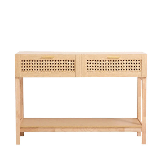 Casa Decor Santiago Rattan Console Table Entry Table Storage Hallway Wood - Myzenhome