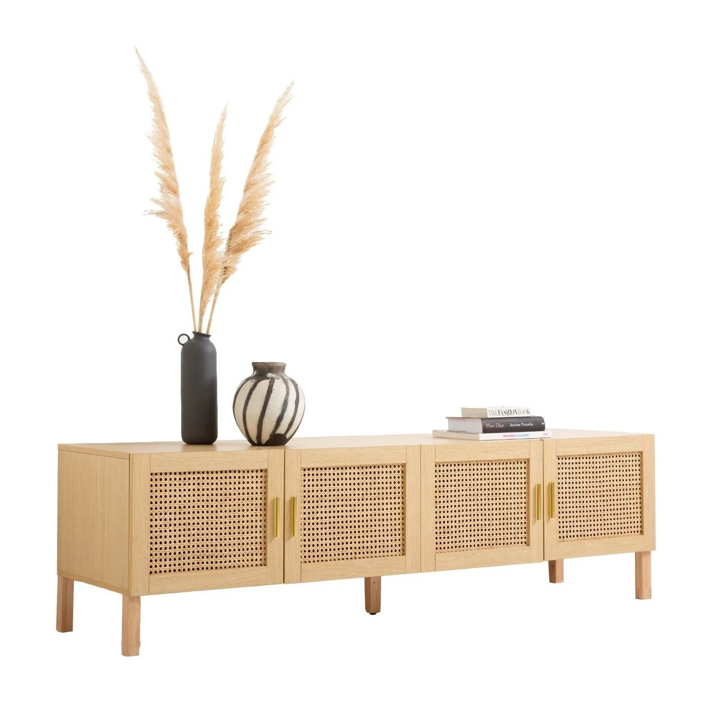 Casa Decor Santiago Rattan Entertainment Unit TV Stand Cabinet Storage - Myzenhome