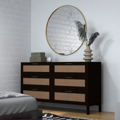 Casa Decor Tulum Rattan 6 Chest of Drawers Cabinet Bedroom Storage Tallboy - Myzenhome