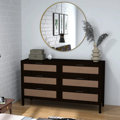 Casa Decor Tulum Rattan 6 Chest of Drawers Cabinet Bedroom Storage Tallboy - Myzenhome