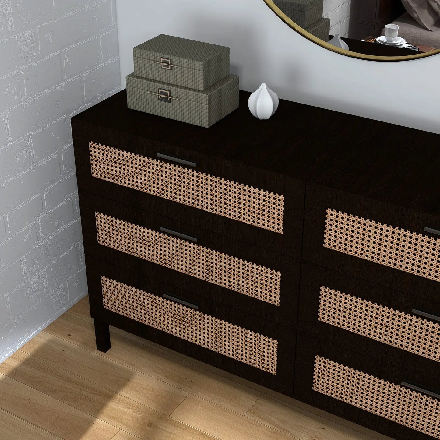 Casa Decor Tulum Rattan 6 Chest of Drawers Cabinet Bedroom Storage Tallboy - Myzenhome