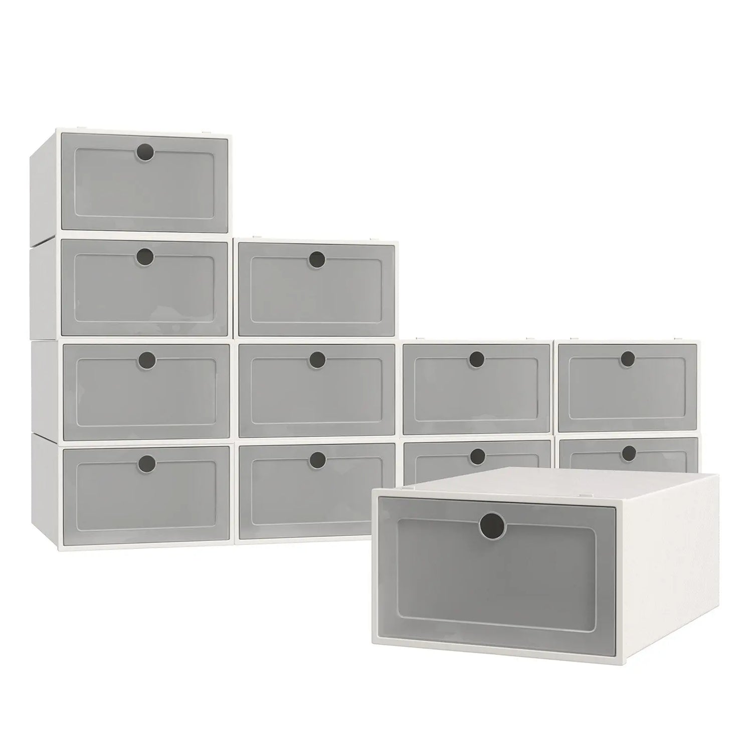 Casa decor 12-piece stackable transparent shoe organiser set - white Casa Decor