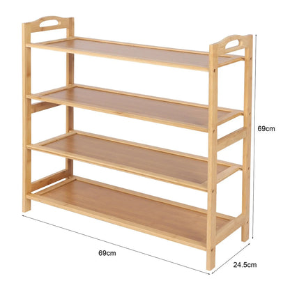 Casa decor 4-tier bamboo shoe rack, durable, space saving, stylish storage - oak Casa Decor