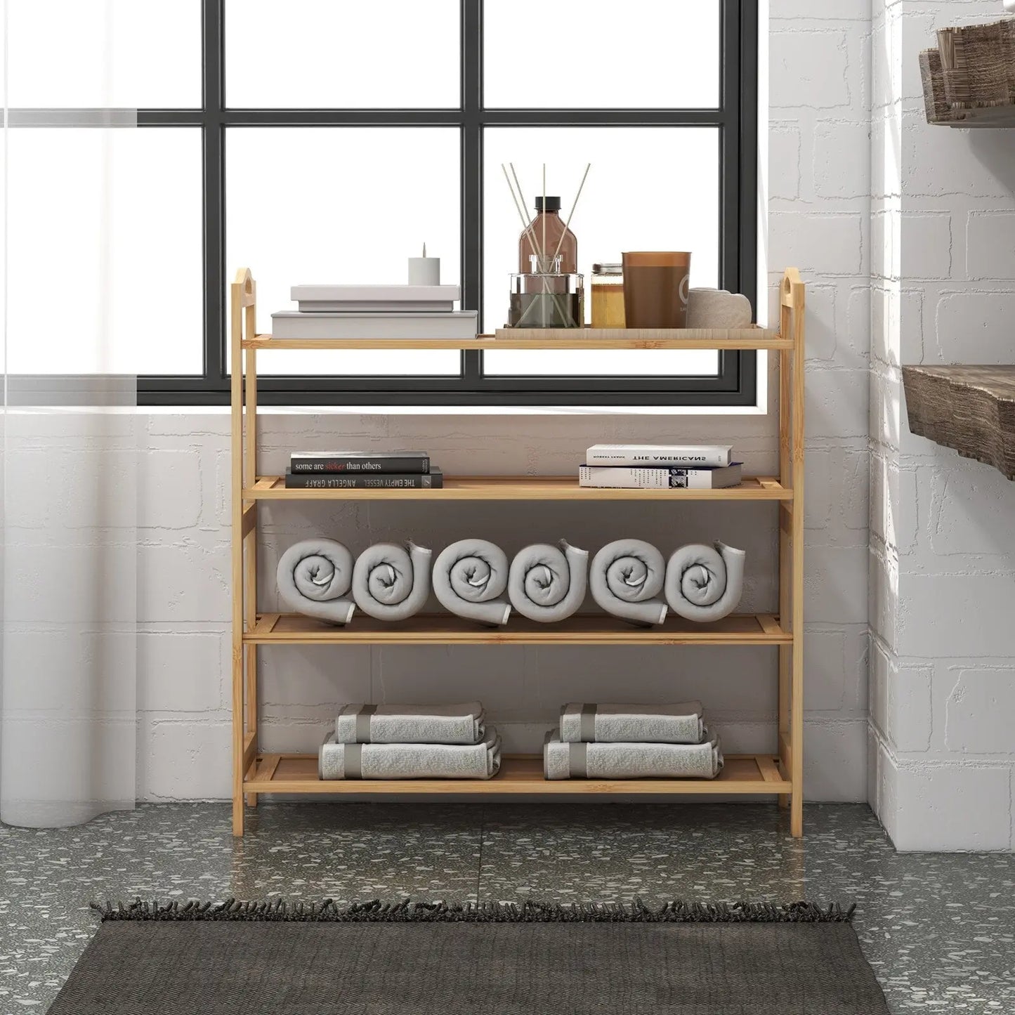 Casa decor 4-tier bamboo shoe rack, durable, space saving, stylish storage - oak Casa Decor