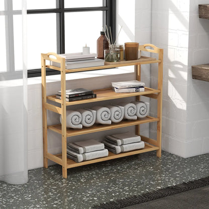 Casa decor 4-tier bamboo shoe rack, durable, space saving, stylish storage - oak Casa Decor