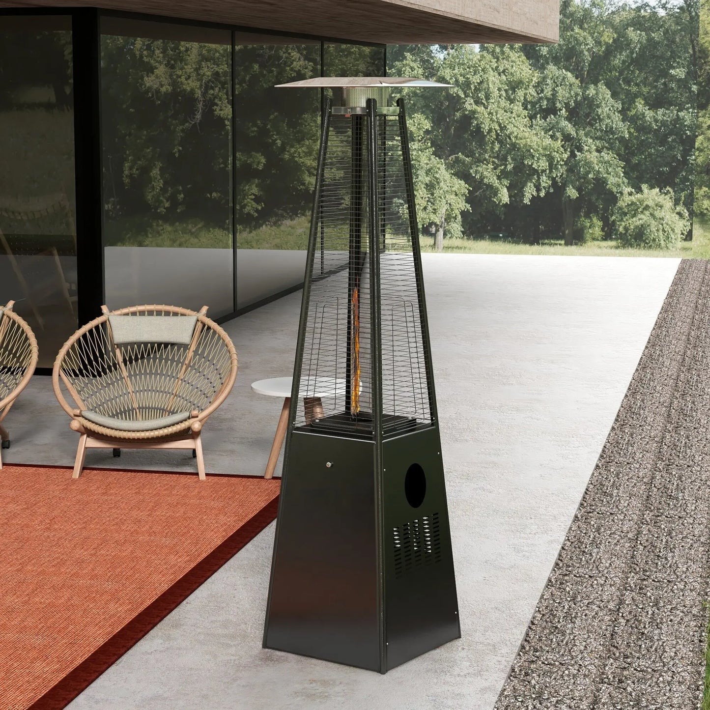 Havana Outdoors Gas Pyramid Flame Heater 13KW Steel Regulator Black - Myzenhome