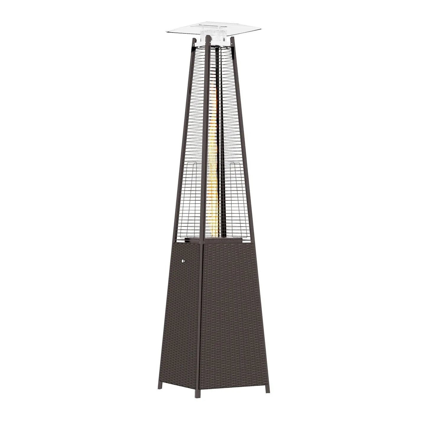 Havana Outdoors Gas Pyramid Flame Heater 13KW Steel Regulator Rattan Style - Myzenhome