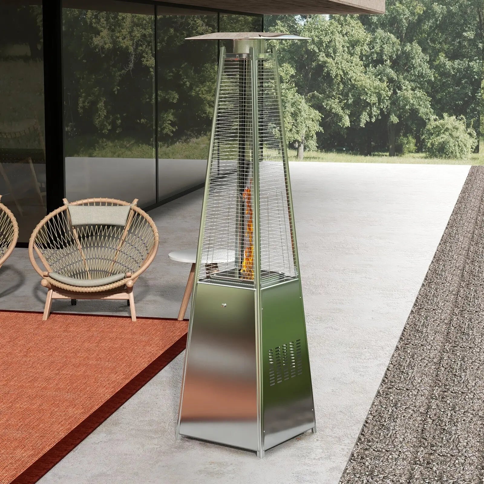 Havana Outdoors Gas Pyramid Flame Heater 13KW Steel Regulator Stainless Steel - Myzenhome