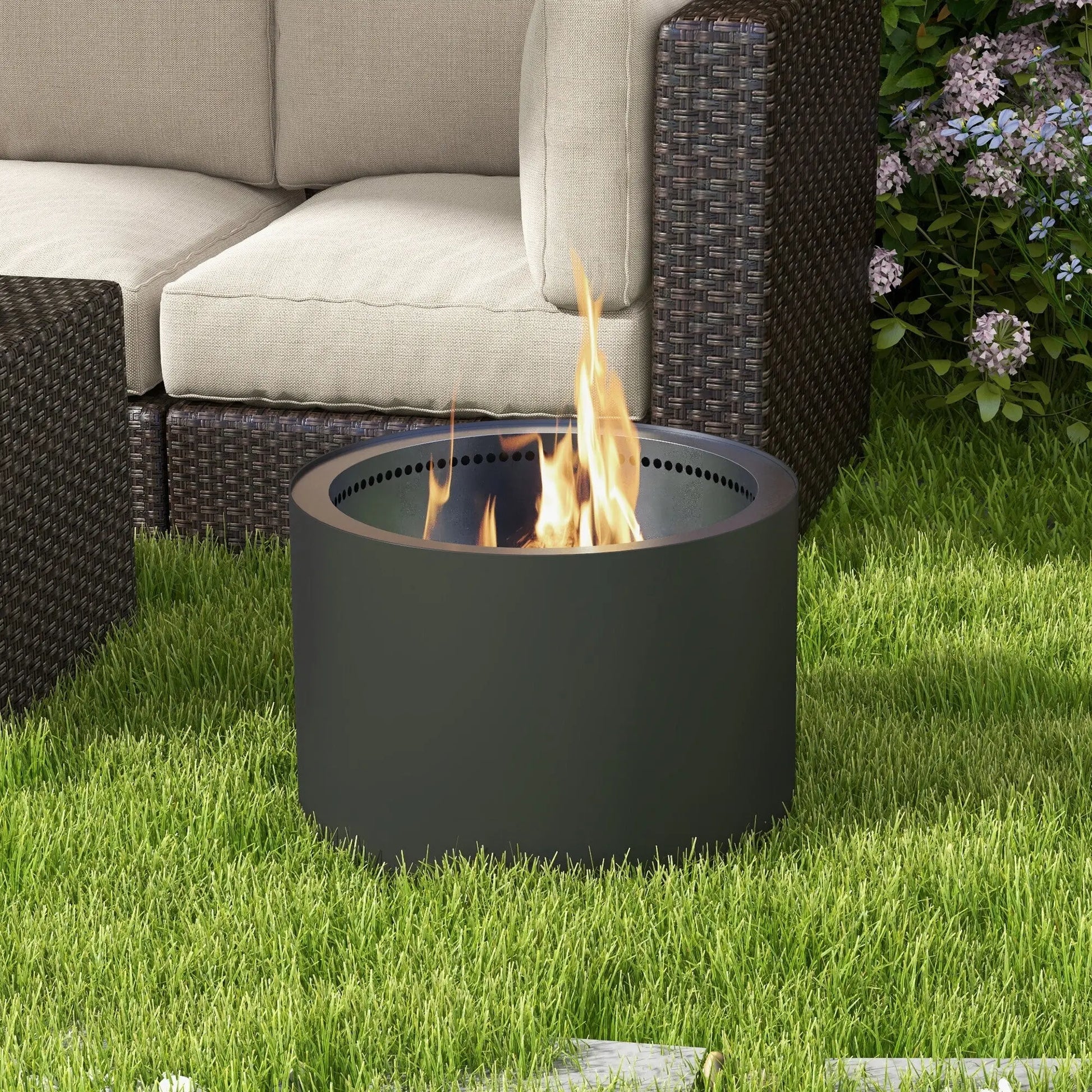 Havana Outdoors Noke Smokeless Fire Pit Stainless Steel Portable Outdoor Black - Myzenhome