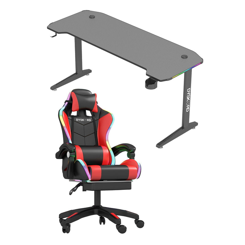 Dyskord Gaming Chair And Dyskord Adjustable Desk Gaming Package Set