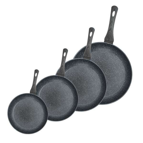 StoneChef 4 Piece Fry Pan Set 20cm 24cm 28cm 30cm Complete Grey Handle Set