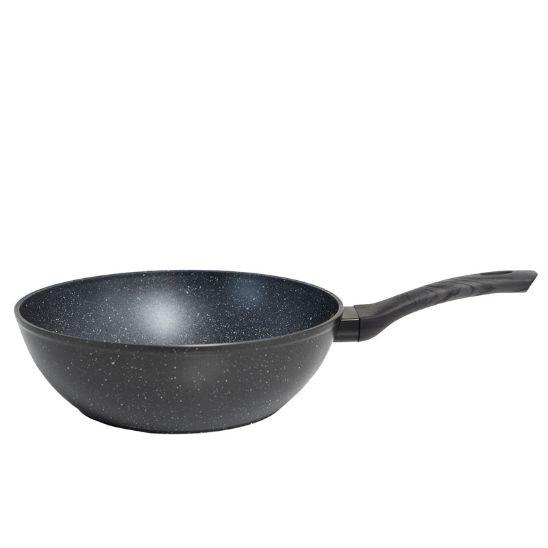 StoneChef 3 Piece Set Frypan 28cm Saucepan 20cm Wok 28cm Grey Handle