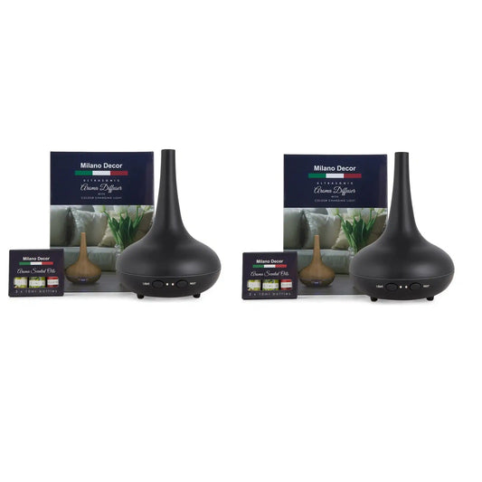 2 x Milano Decor Ultrasonic Aroma Diffusers Humidifier + 6 Diffuser Oils Set - Myzenhome