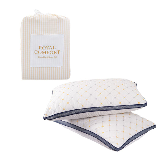 Royal Comfort Bedding Set 1 x Linen Blend Sheet Set And 2 x Air Mesh Pillows - Myzenhome