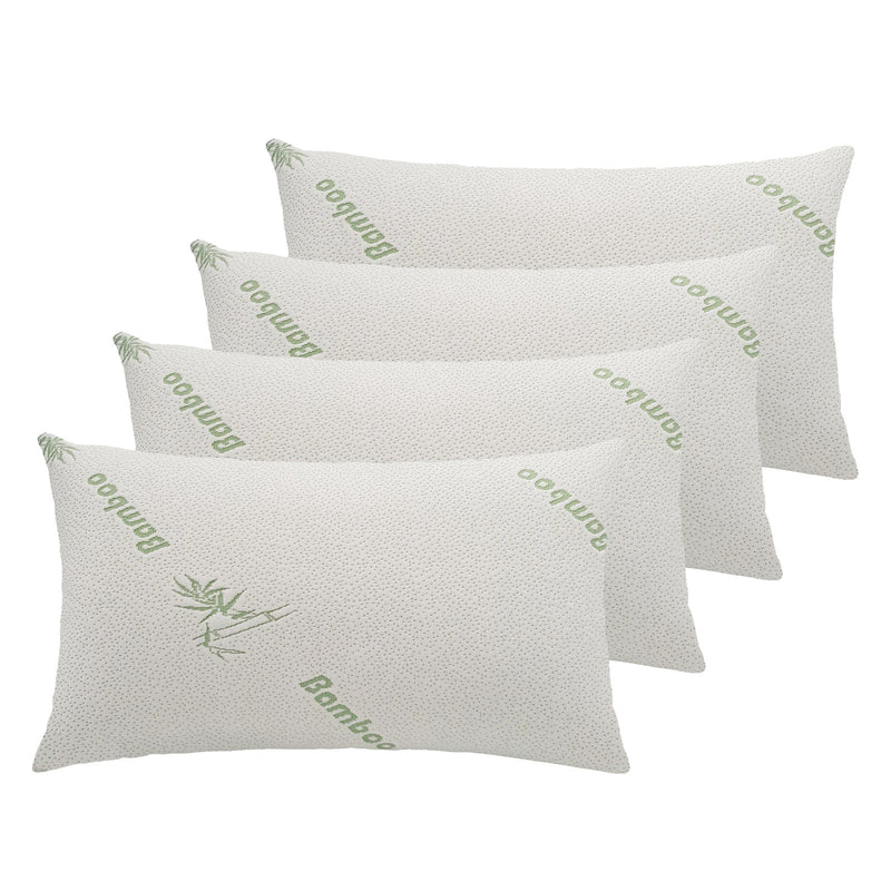 Royal Comfort Large Bamboo Blend Memory Foam Pillows 45 x 75cm 4 Pack