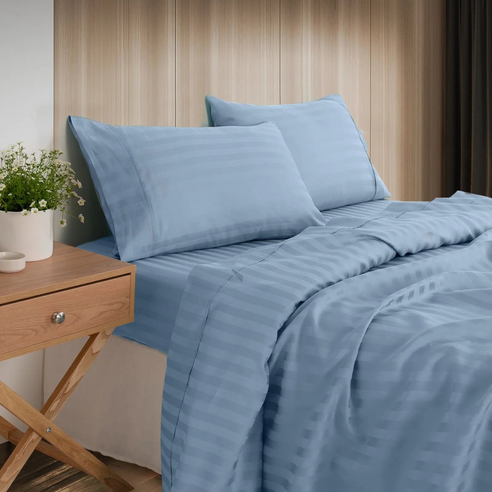 Kensington 1200 thread count 100% cotton sheet set stripe hotel grade Royal Comfort