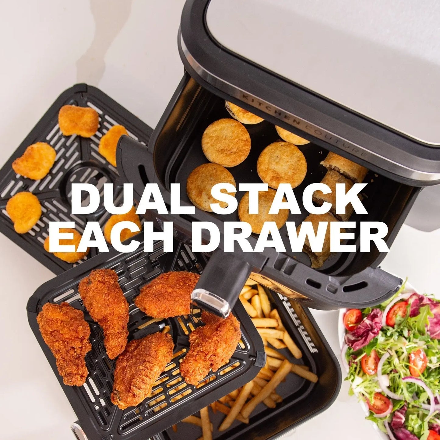 Kitchen Couture 11L Clear View Vertex Dual Draw Air Fryer Myzenhome