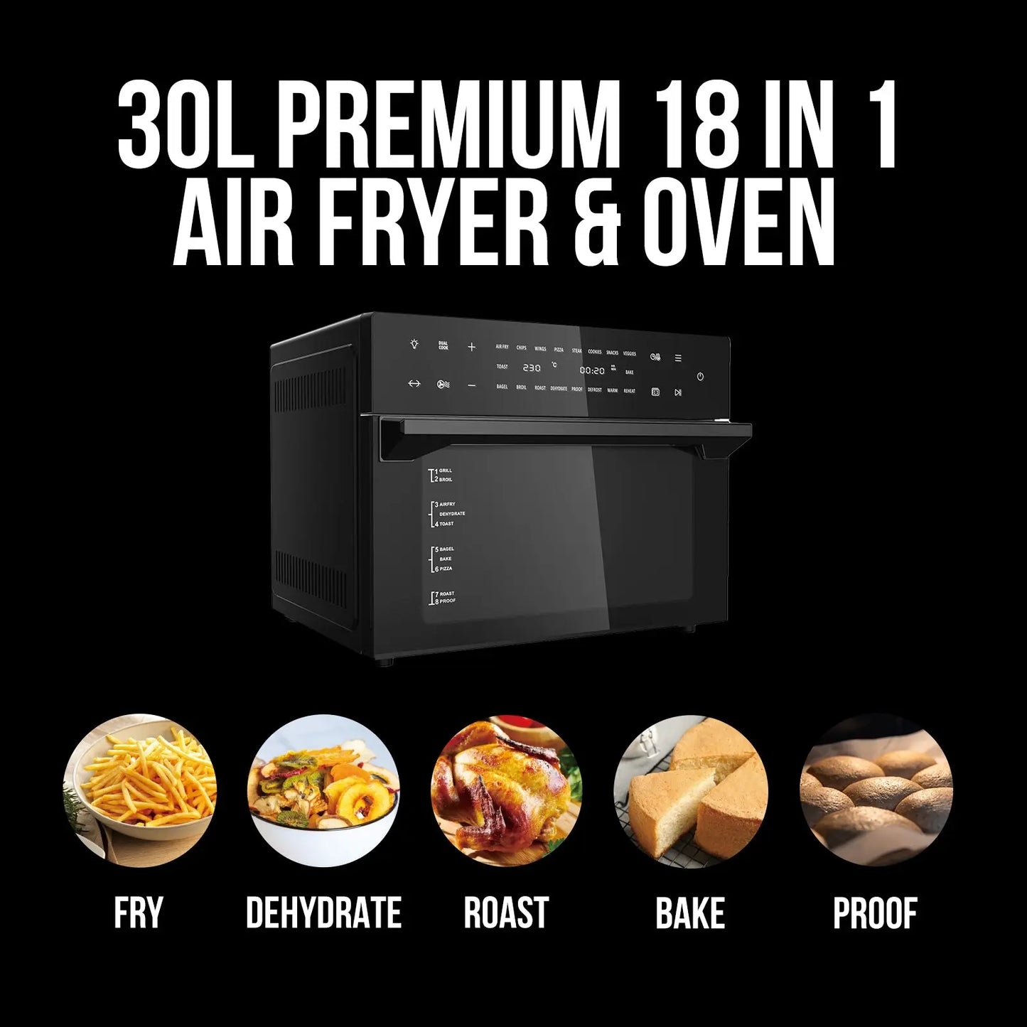 Kitchen Couture 30 Litre Air Fryer Oven 18 Presets 5-in-1 Multifunctional - Myzenhome