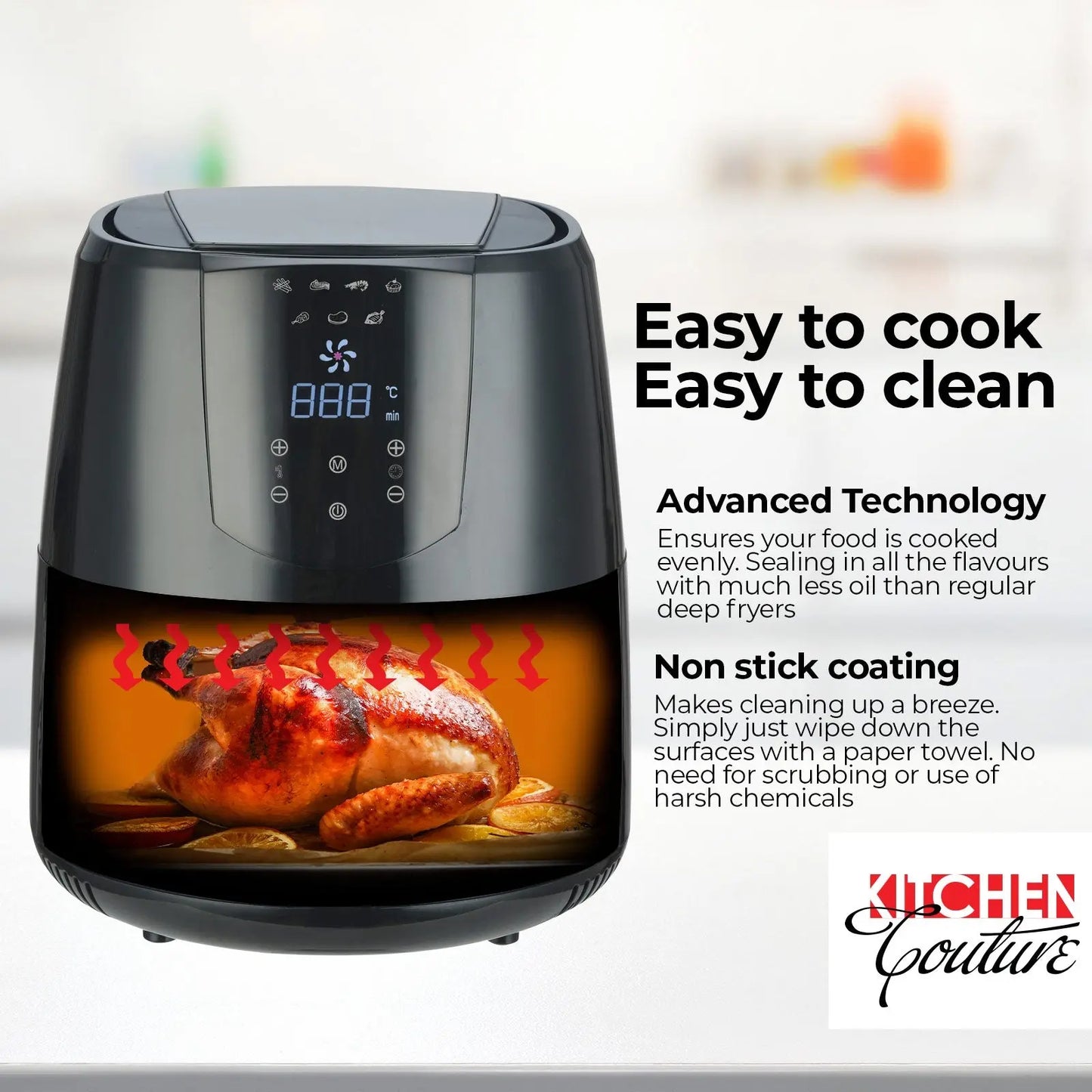 Kitchen Couture 4.2 Litre Air Fryer Digital Display 1400W Healthy Cooker - Myzenhome