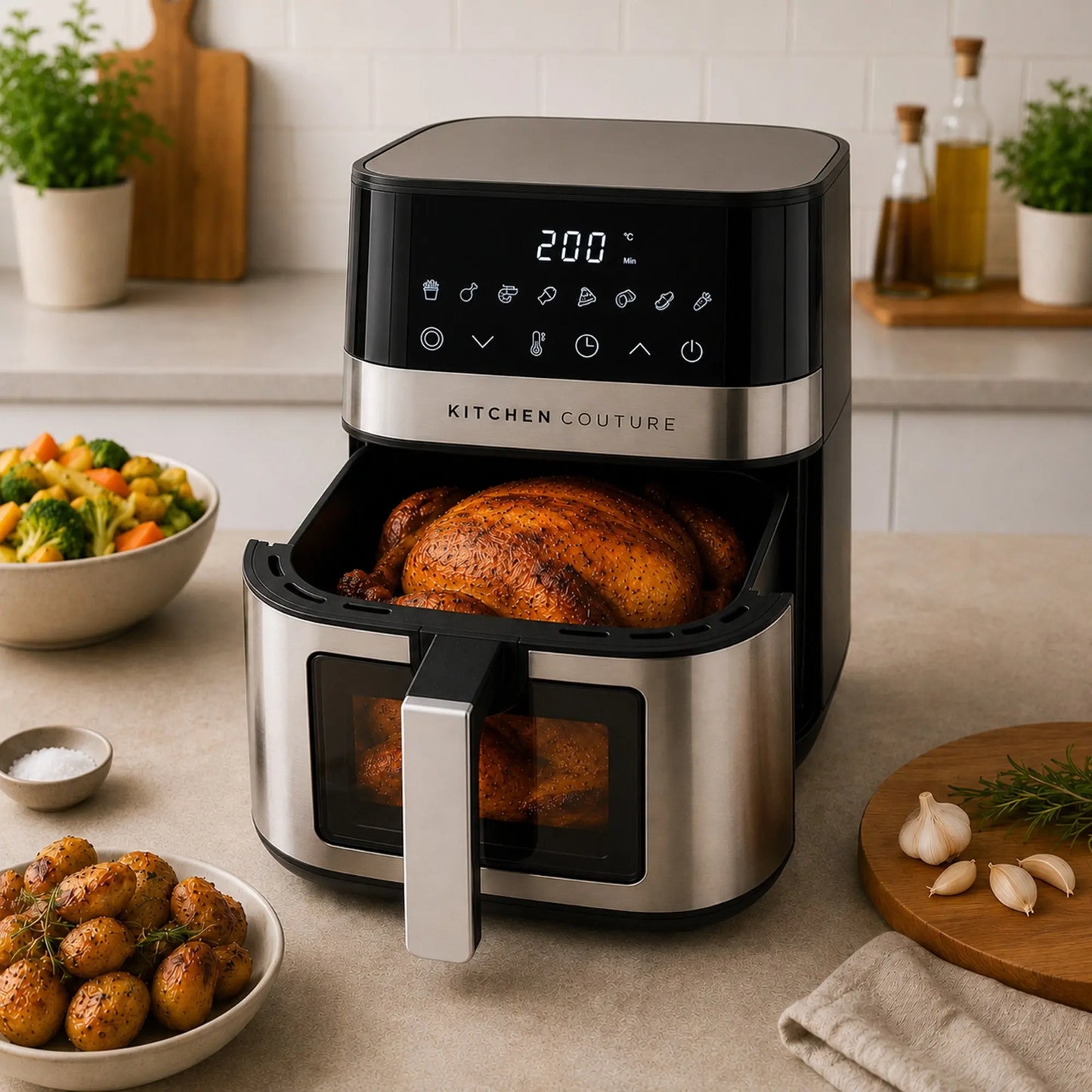 Kitchen Couture 5.5L PFAS-Free Ceramic Air Fryer, ClearView™ Window, 1600W Myzenhome