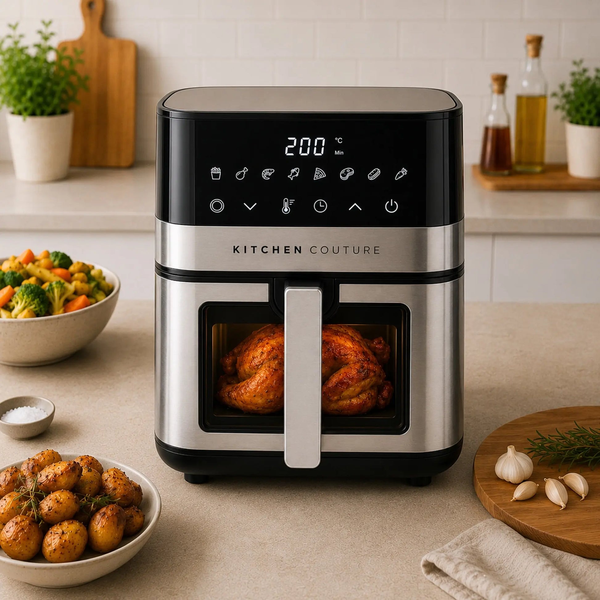 Kitchen Couture 5.5L PFAS-Free Ceramic Air Fryer, ClearView™ Window, 1600W Myzenhome