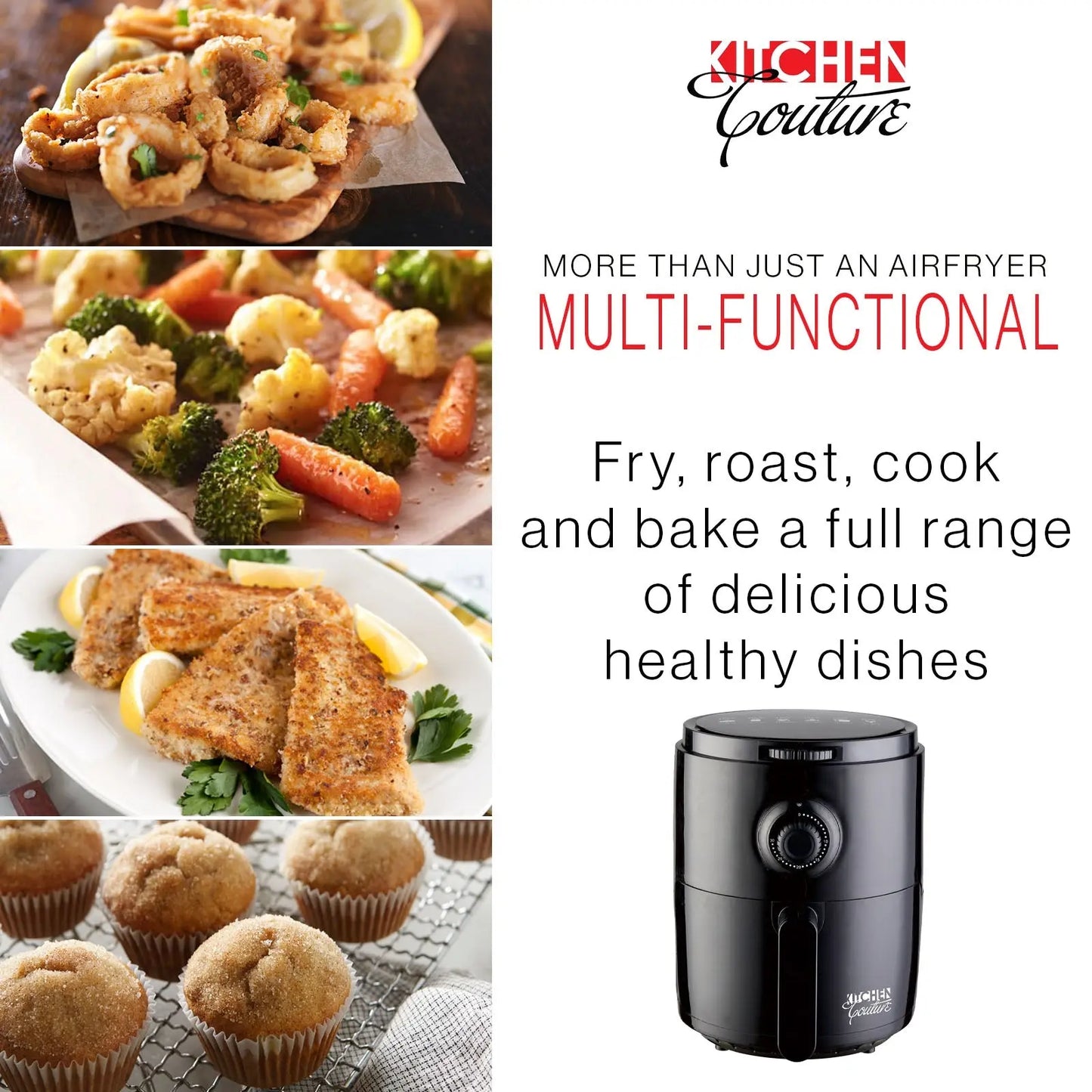 Kitchen Couture Air Fryer Healthy Food No Oil Cooking Recipe 3.4L Capacity - Myzenhome