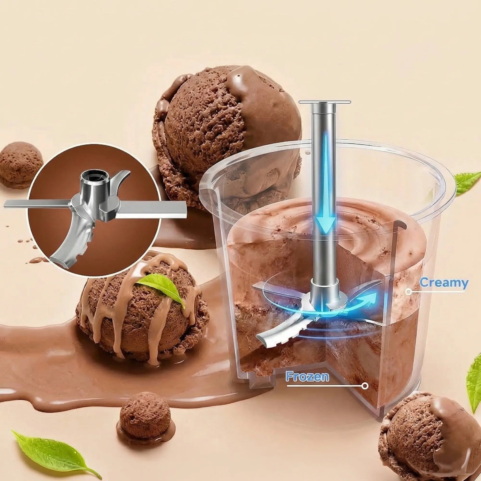 Kitchen Couture Whippi Frozen Dessert Maker with 3 Prep & Store Pots Myzenhome