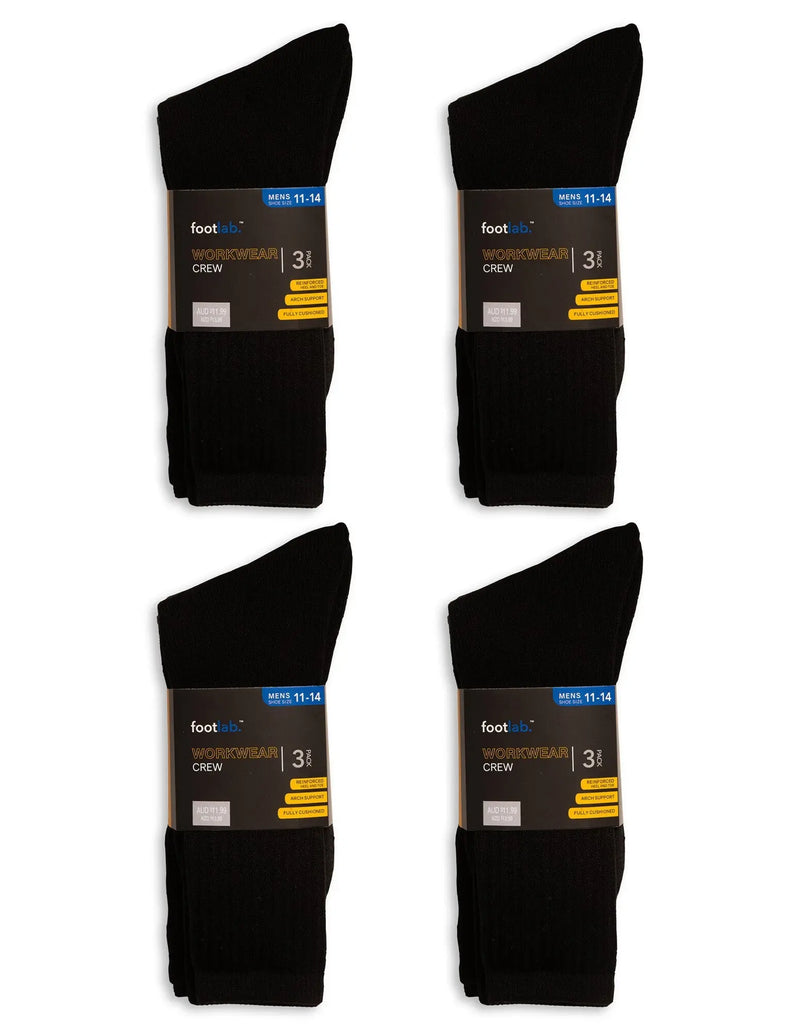 Mens 12 Pack Socks Workwear Crew, Acrylic - Myzenhome