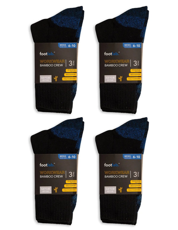 Mens 12 Pack Socks Workwear Crew, Bamboo - Myzenhome