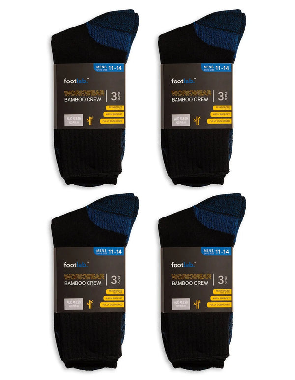 Mens 12 Pack Socks Workwear Crew, Bamboo - Myzenhome