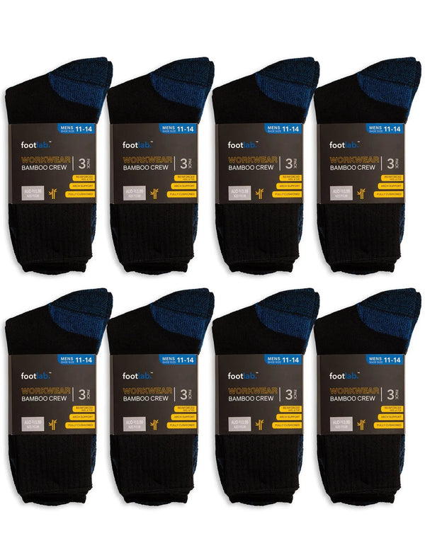 Mens 24 Pack Socks Workwear Crew, Bamboo - Myzenhome