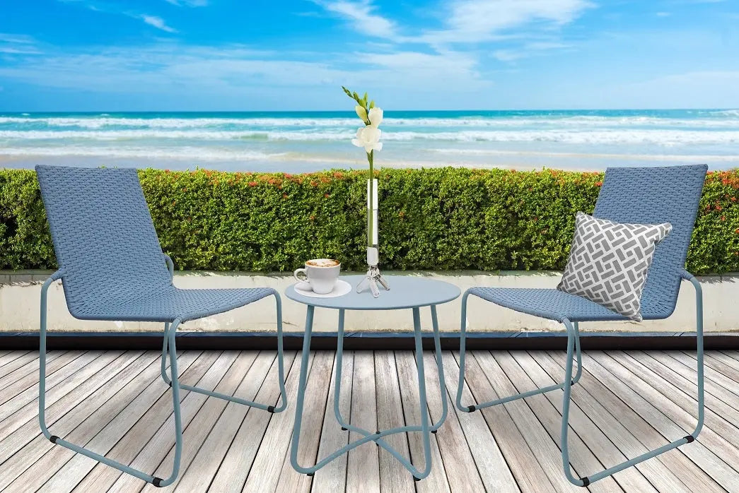 Milano 3pc furniture steel/rattan coffee table & chairs patio garden set Milano Outdoor