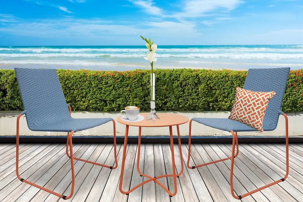 Milano 3pc furniture steel/rattan coffee table & chairs patio garden set Milano Outdoor