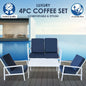 Milano 4pc Outdoor Furniture Lounge Patio Setting Coffee Table Chairs Garden Set - Myzenhome