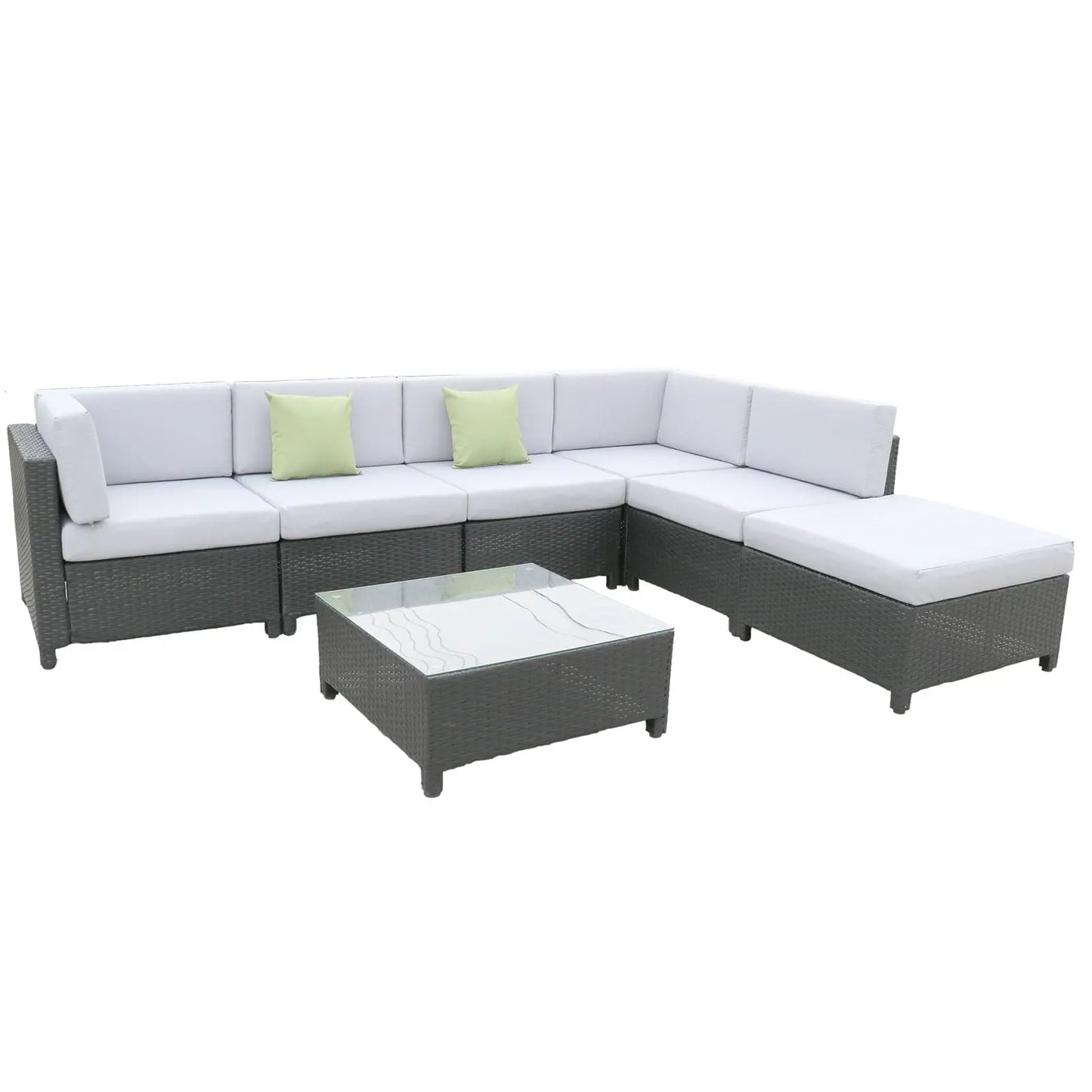 Milano 7 Piece Wicker Rattan Sofa Set Grey Outdoor Lounge Patio Furniture - Myzenhome