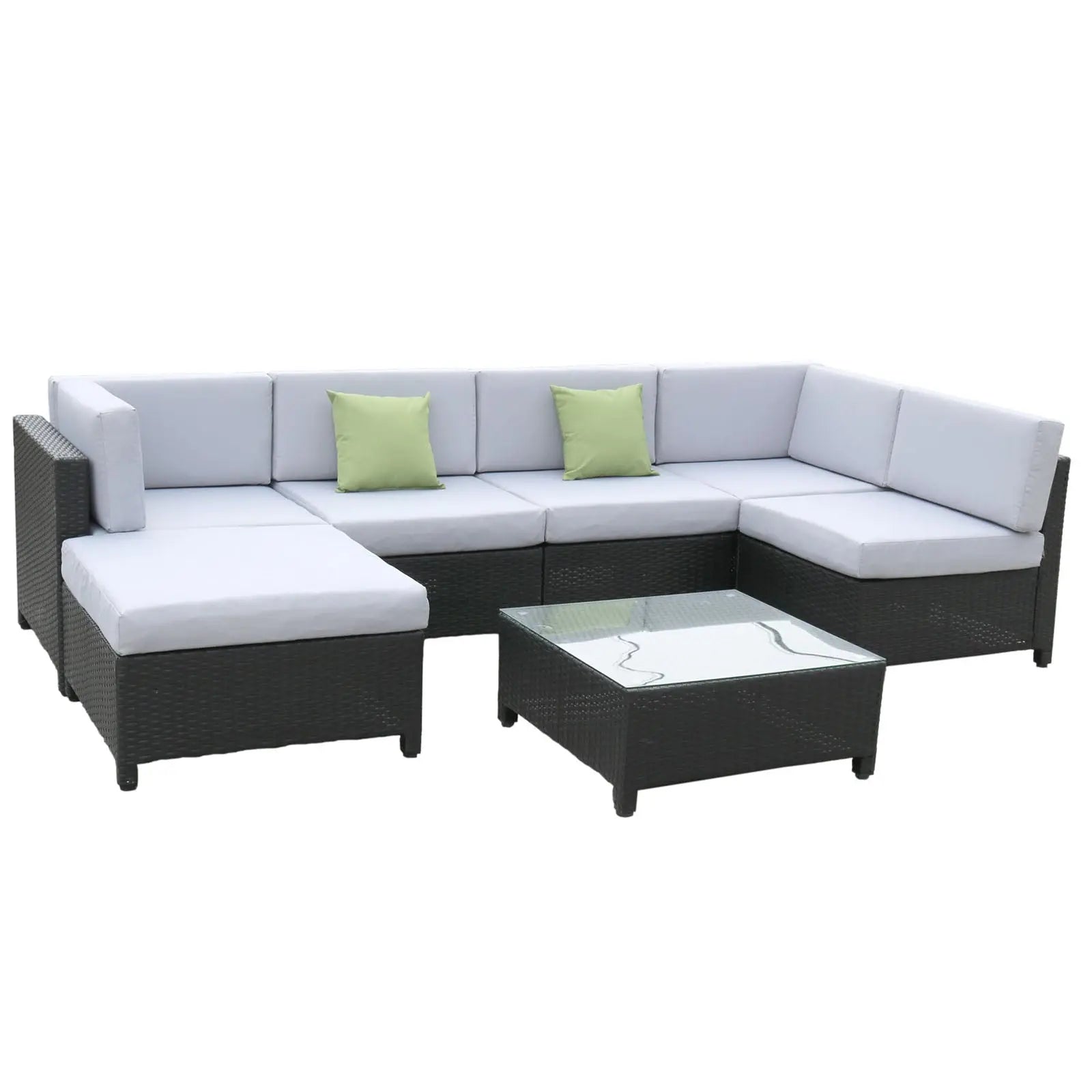 Milano 7 Piece Wicker Rattan Sofa Set Grey Outdoor Lounge Patio Furniture - Myzenhome