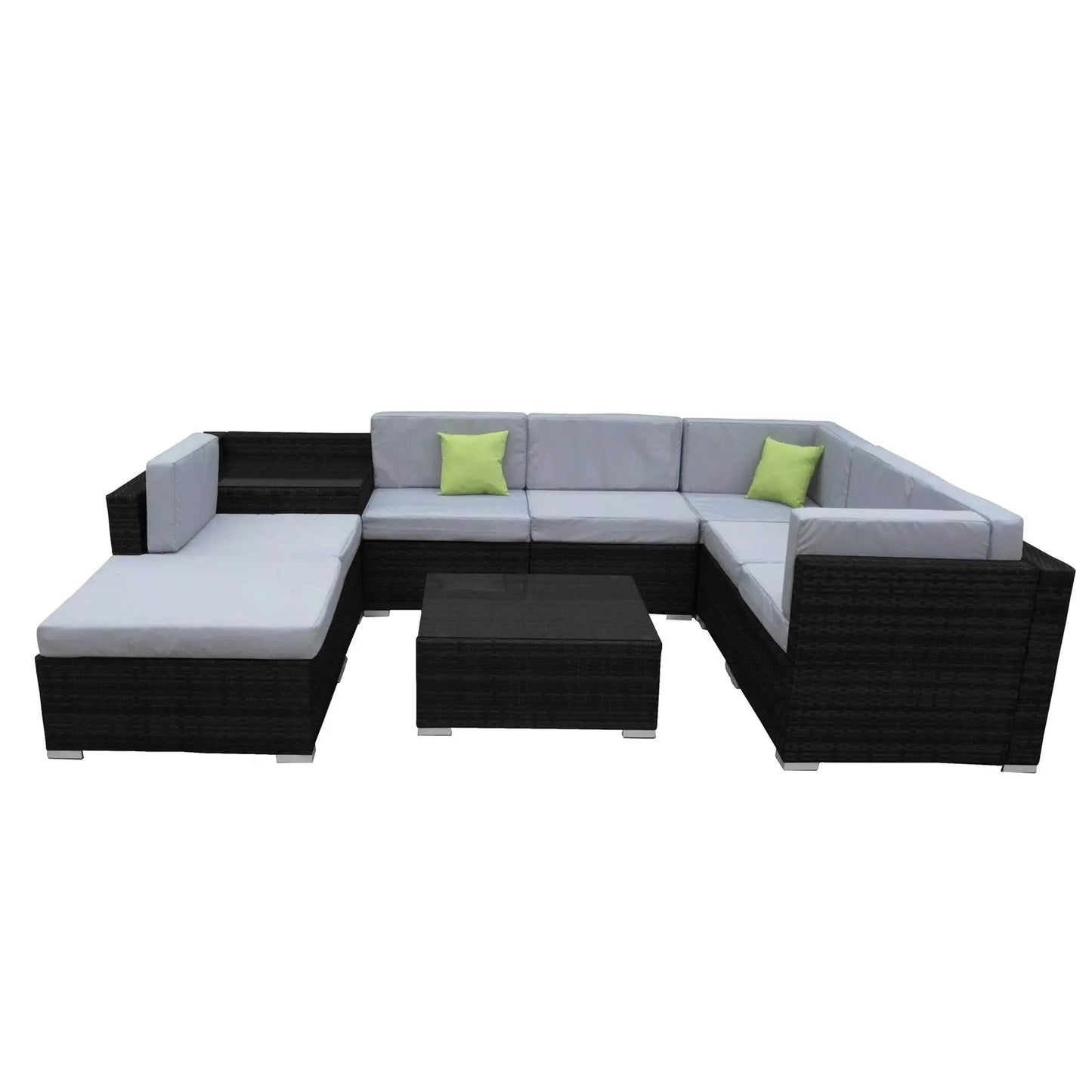 Milano 9 Piece Wicker Rattan Sofa Set Grey Outdoor Lounge Patio Furniture - Myzenhome