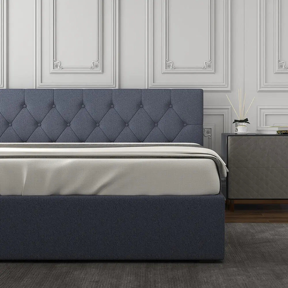 Milano Capri Luxury Gas Lift Bed Frame Base And Headboard With Storage - Myzenhome