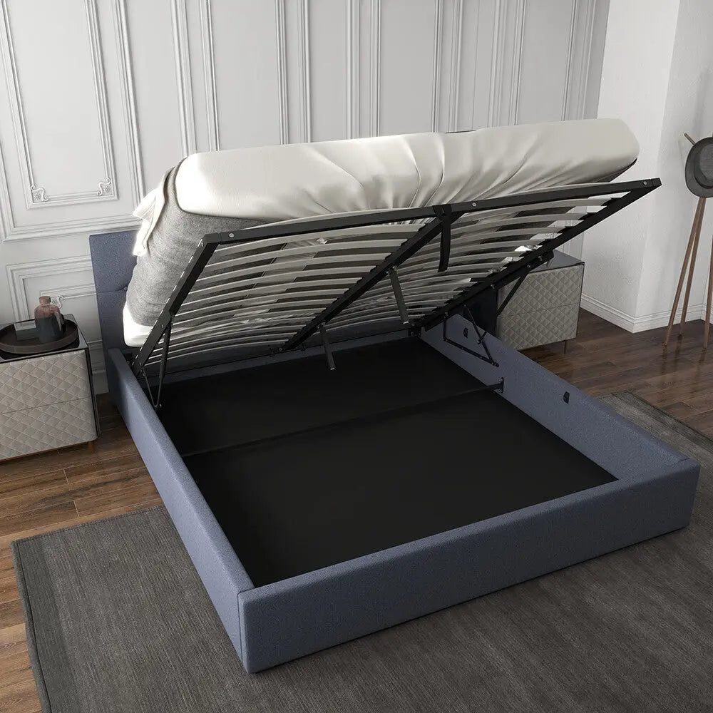 Milano Capri Luxury Gas Lift Bed Frame Base And Headboard With Storage - Myzenhome