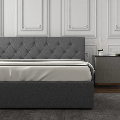 Milano Capri Luxury Gas Lift Bed Frame Base And Headboard With Storage - Myzenhome